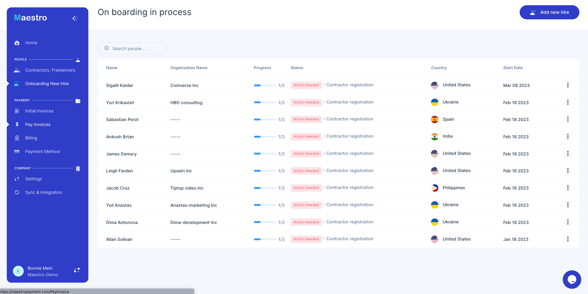 screenshot of Maestro Payment